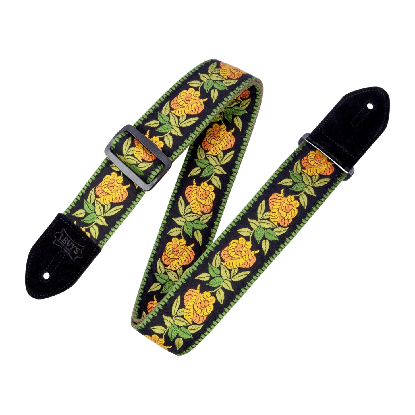 Cotton Floral Guitar Strap - Yellow
