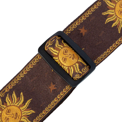 Sun Motif Series Guitar Strap - Brown