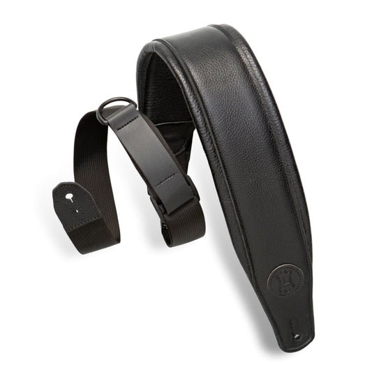 Right Height Garment Leather Guitar Strap - Black