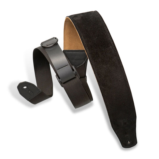 Right Height Suede Guitar Strap - Black