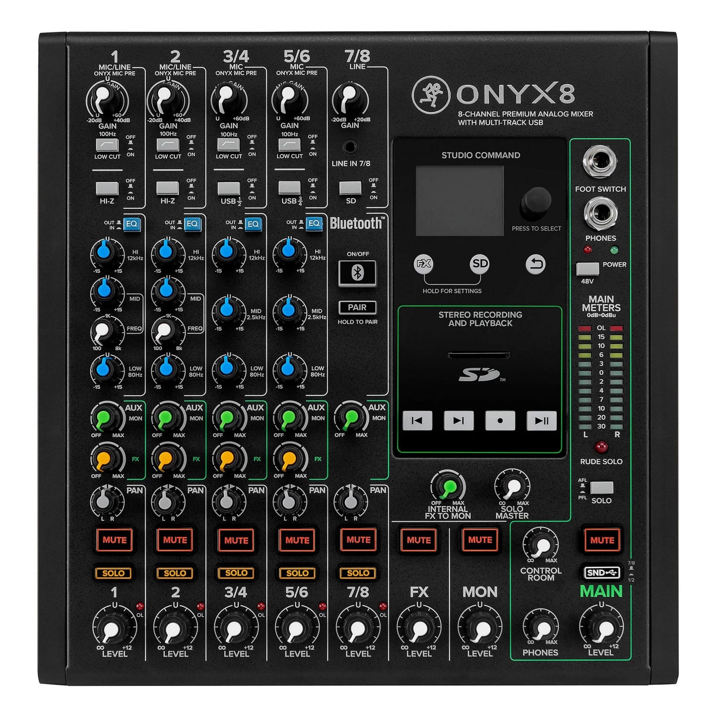 Onyx8 8-Channel Premium Analog USB Mixer