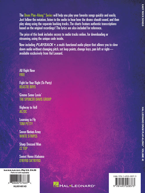 Easy Rock Songs - Drum Play-Along Vol. 42 - Book/Online Audio