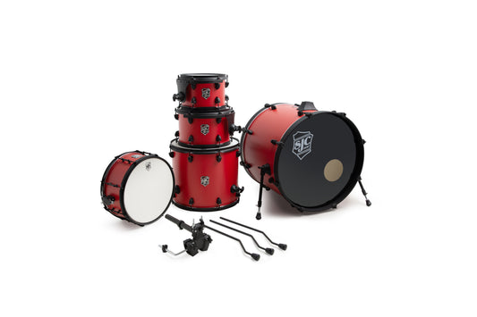 SJC Endeavor Complete 5pc Kit (10/12/16/22/14sn) Gibraltar Hardware, Paiste Cymbal Pack - Rocker Red