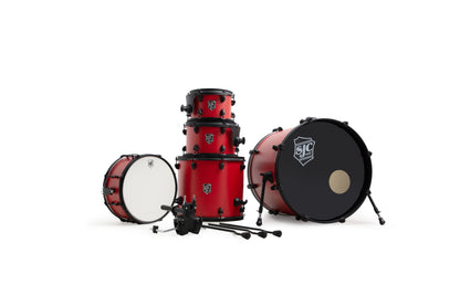 SJC Endeavor Complete 5pc Kit (10/12/16/22/14sn) Gibraltar Hardware, Paiste Cymbal Pack - Rocker Red