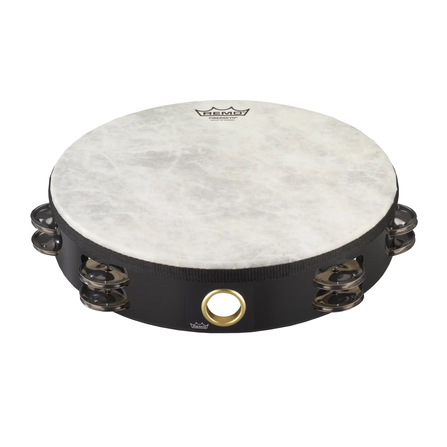 Fiberskyn Tambourine - 10“ Diameter, Double Row, Black