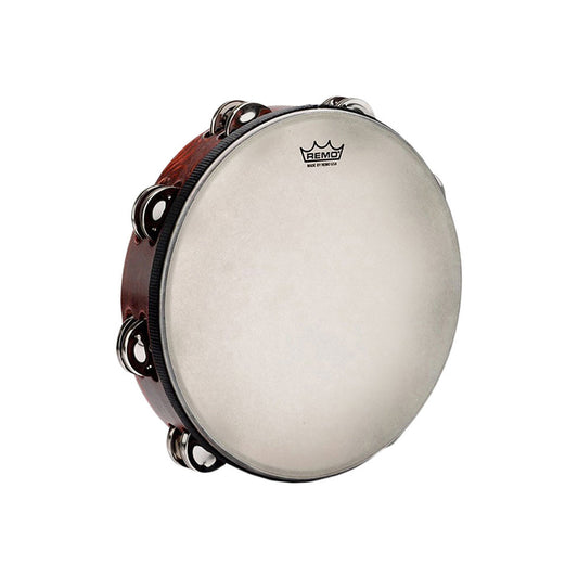 Tambourine, Gospel, 10“ X 2”, Nuskyn, Pre-tuned Fixed Head, Antique Brown Finish