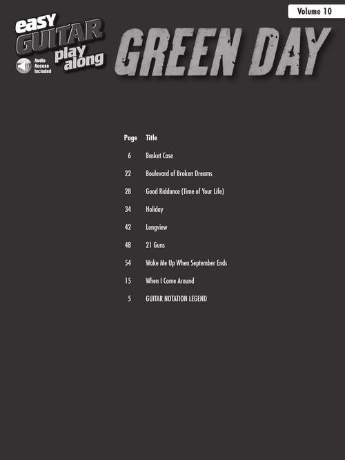 Green Day - Easy Guitar Play-Along Volume 10 - Book/Online Audio