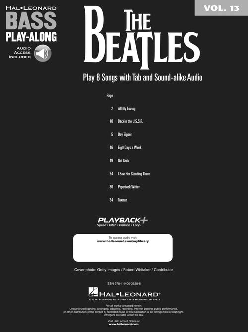 Beatles, The - Bass Play-Along Volume 13 - Book/Online Audio