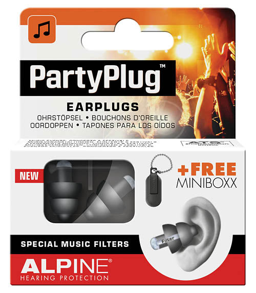 PartyPlug Earplugs - Black - 6-Pack Display