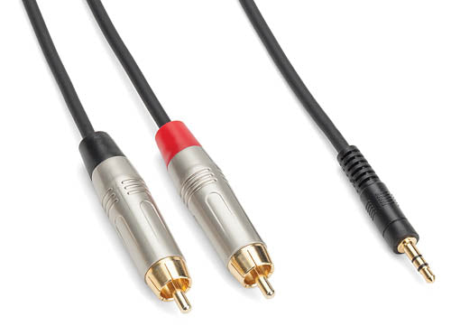 Tourtek Pro - 1/8 inch. TRS (Stereo) to Dual RCA (Metal) Cable - 3' Breakout Cable