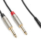 Tourtek Pro - 1/8 inch. TRS (Stereo) to Dual 1/4 inch. TS (Metal) Cable - 3' Breakout Cable