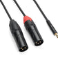 Tourtek Pro - 1/8 inch. TRS (Stereo) to Dual XLR (Male) Cable - 3' Breakout Cable