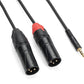 Tourtek Pro - 1/8 inch. TRS (Stereo) to Dual XLR (Male) Cable - 9' Breakout Cable