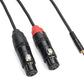 Tourtek Pro - 1/8 inch. TRS (Stereo) to Dual XLR (Female) Cable - 3' Breakout Cable