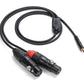 Tourtek Pro - 1/8 inch. TRS (Stereo) to Dual XLR (Female) Cable - 9' Breakout Cable