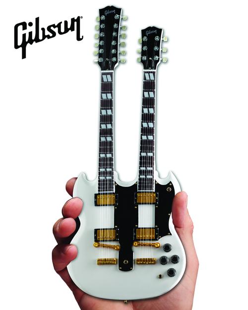 Gibson SG Eds-1275 Doubleneck White Mini Guitar Replica