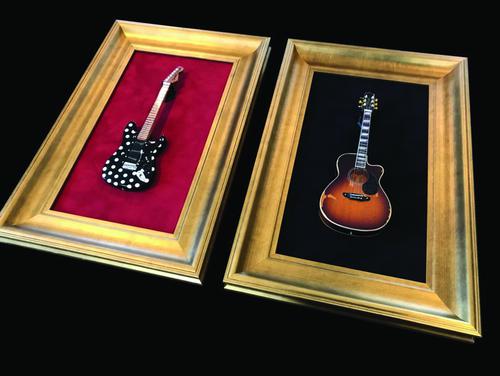 12 X 18 Mini Guitar Display Frame Black Suede Warm Gold Leafing