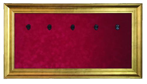 33 X 18 Mini Guitar Display Frame Red Suede Gold Frame Hols 3 Models