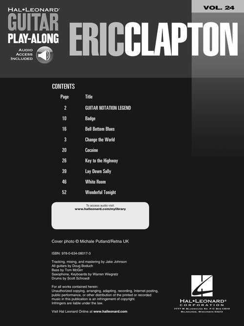 Clapton, Eric - Guitar Play-Along Volume 24 - Book/Online Audio