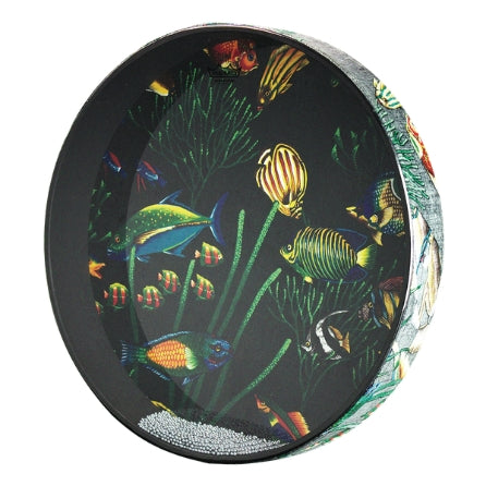 Ocean Drum with Fish Graphic - 12 inch. Diameter