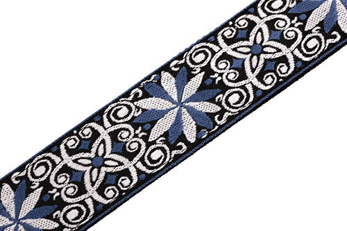 Sixties Hootenanny Jacquard Weave Guitar Strap - Floral Blue