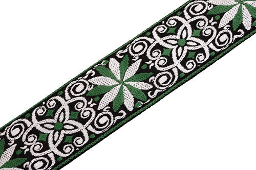 Sixties Hootenanny Jacquard Weave Guitar Strap - Floral Green