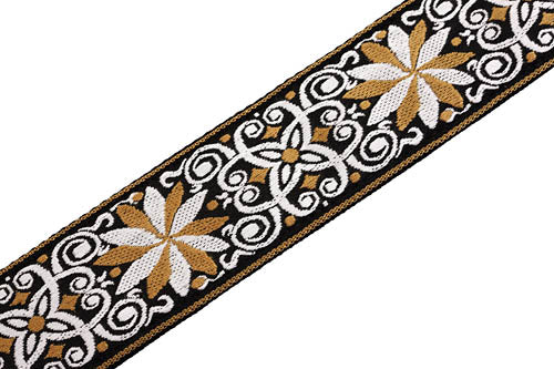 Sixties Hootenanny Jacquard Weave Guitar Strap - Floral Yellow