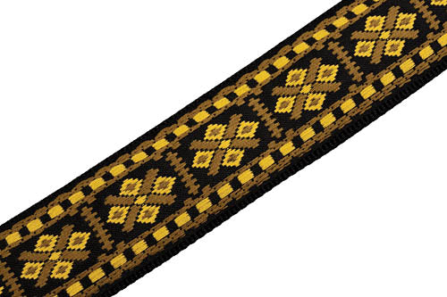 Sixties Hootenanny Jacquard Weave Guitar Strap - Yellow, Tan & Black