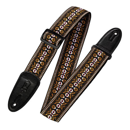 Sixties Hootenanny Jacquard Weave Guitar Strap - Brown, Black & Yellow