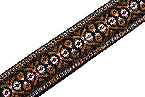 Sixties Hootenanny Jacquard Weave Guitar Strap - Brown, Black & Yellow