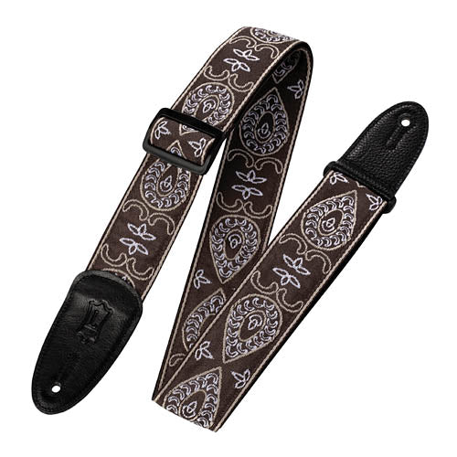 Sixties Hootenanny Jacquard Weave Guitar Strap - Brown