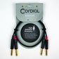 Unbalanced Twin Cable/Adapter (Black) - Two 1/4 inch. to Two 1/4 inch. Straight Mono Plugs, 3'