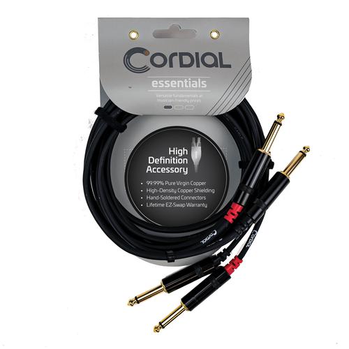 Unbalanced Twin Cable/Adapter (Black) - Two 1/4 inch. to Two 1/4 inch. Straight Mono Plugs, 5'