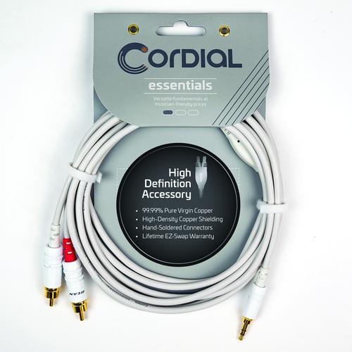 Y Adapter (White) - Stereo 1/8 inch. TRS - L/R XLRM Plugs, 6'