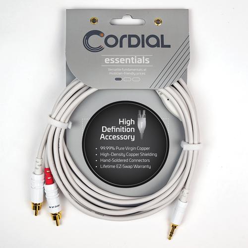 Y Adapter (White) - 1/8 inch. Stereo TRS - L/R RCA Plugs, 20'