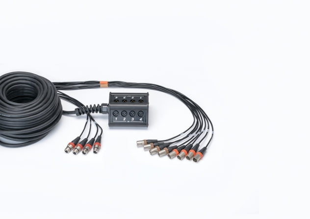 8-Channel Multi-Pair Snake with Stage Box - 8/4 XLR Connectors, 100'