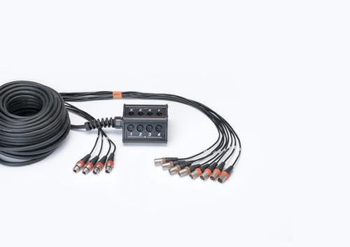 8-Channel Multi-Pair Snake with Stage Box - 8/4 XLR Connectors, 50'