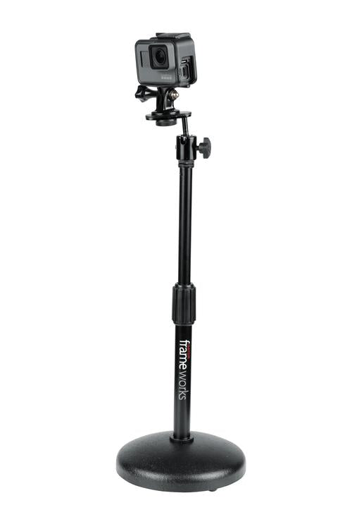 Desktop Microphone Stand With Round Weighted Base & Adjustable Height