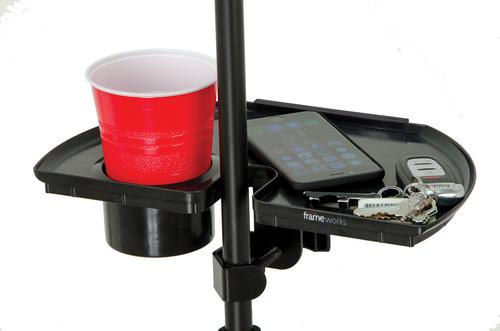 Frameworks Microphone Stand Accessory Tray With Drink Holder And Guitar Pick Tab