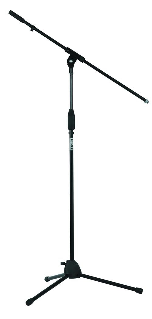 Rok-it Tubular Microphone Stand With Fixed Boom Included. Tripod Design For Compact Sto