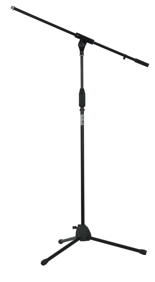 Rok-it Tubular Microphone Stand With Fixed Boom Included. Tripod Design For Compact Sto