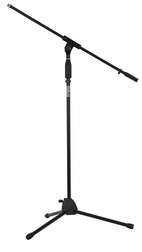 Rok-it Tubular Microphone Stand With Fixed Boom Included. Tripod Design For Compact Sto