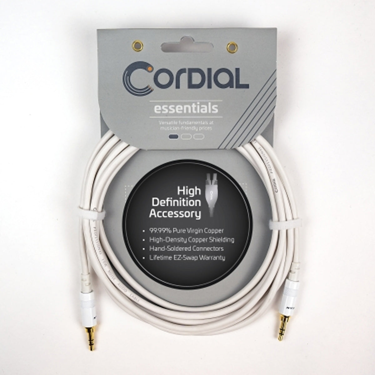 Balanced 1/8 inch. (Mini Plug) Cable - 1/8-inch TRS to 1/8-inch TRS White - 1/8-inch TRS to 1/8-inch TRS: 5-Foot White